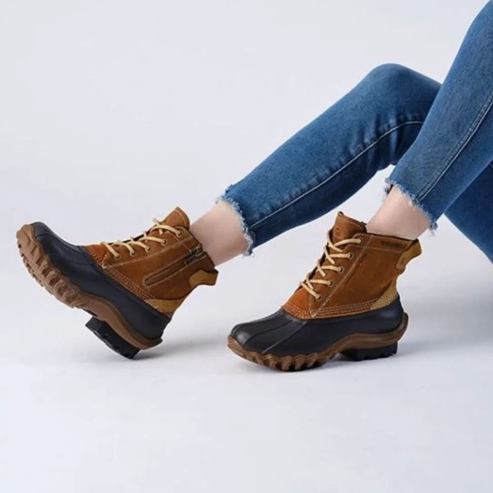 nwt Wolverine Torrent Waterproof Duck Boot Leather Lace Up Boot Tan Brown Cognac